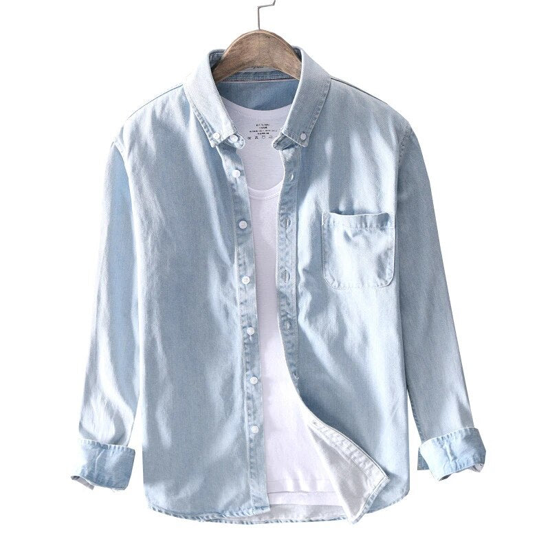 Everett™ Pure Cotton Denim Long-Sleeve Shirt
