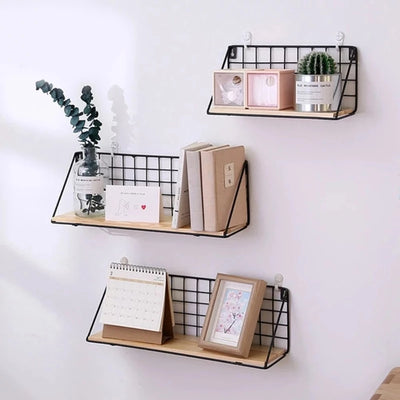 HomeTod™ Wooden Iron Wall Shelves