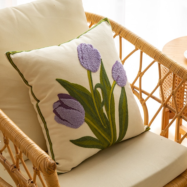HomeTod™ Embroidered Tulip Pillow Cases