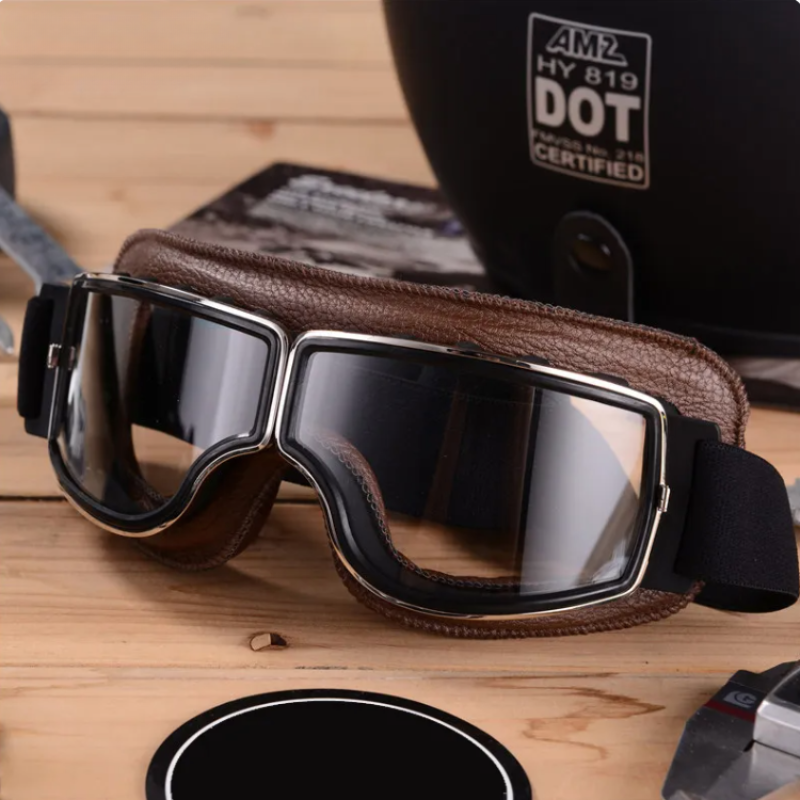 RetroRide™ Vintage Leather Motorcycle Glasses